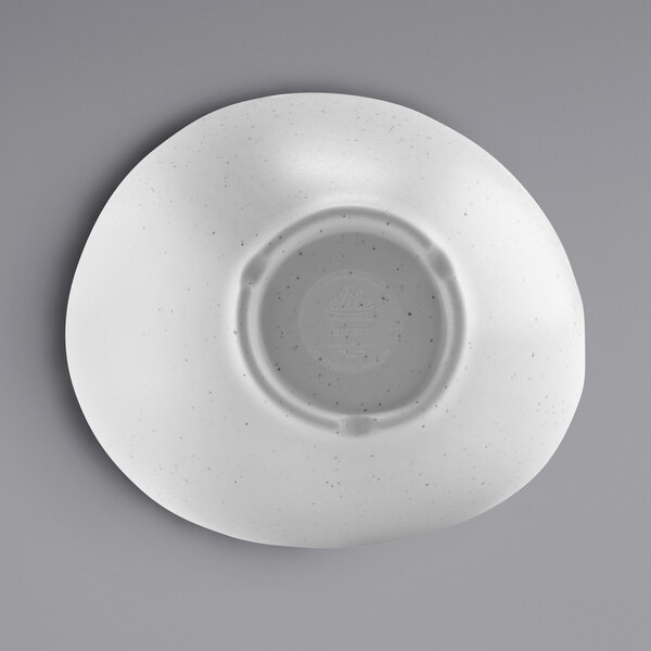 A white melamine bowl with a gray speckled irregular edge.