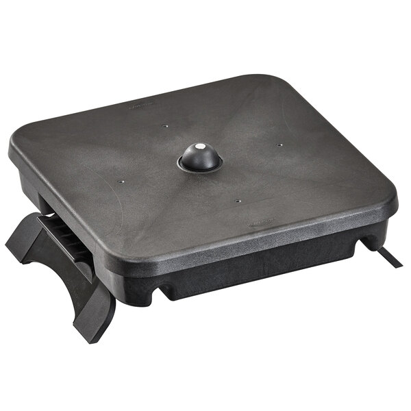 A black square Vollrath drop-in hot food well with round buttons.