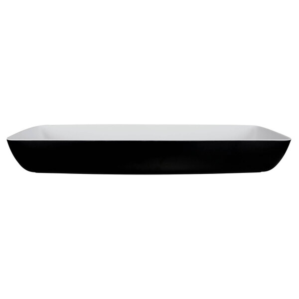 A black and white rectangular Elite Global Solutions melamine bowl.