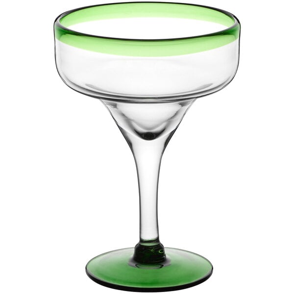 Bulk Margarita Glasses with Green Rim - 12/Case