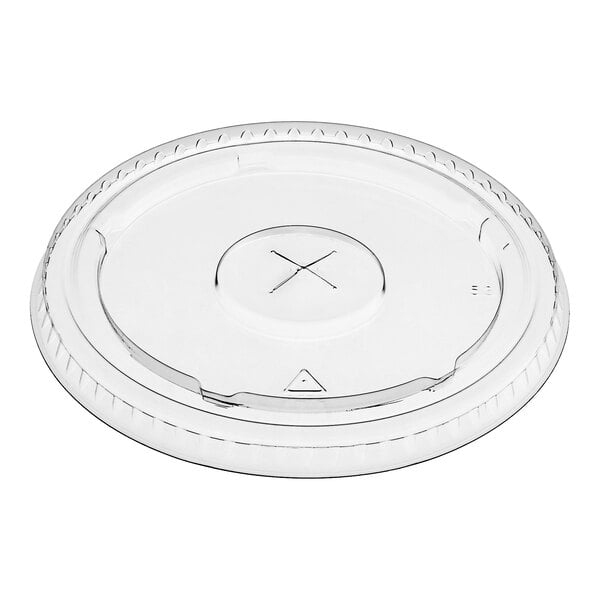 Fabri-Kal LKC16/24FX Kal-Clear / Nexclear 12 / 14, 16 / 18, 20, and 24 oz. Clear Plastic Flat Lid with Straw Slot - 100/Pack