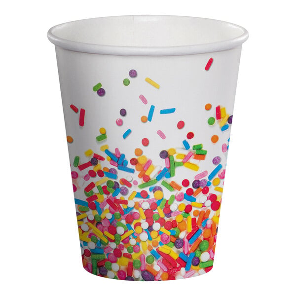 Creative Converting 9 oz. Confetti Sprinkles Paper Hot / Cold Cup - 96/Case