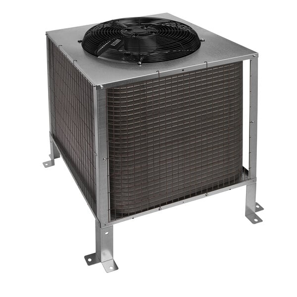 a large metal box with a fan