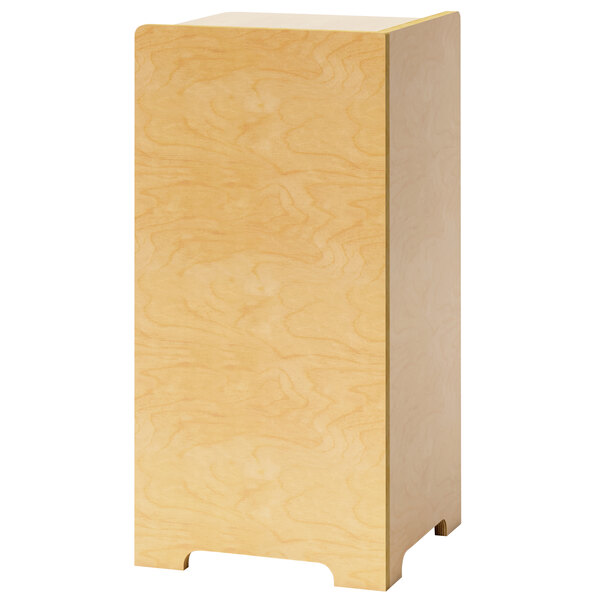 A Whitney Brothers wooden toddler-height corner cabinet.