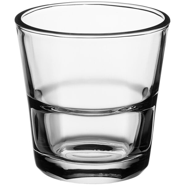An Anchor Hocking Clarisse old fashioned glass with a clear bottom and rim.