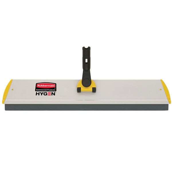 A yellow and black Rubbermaid 23" Quick Connect Microfiber Wet / Dry Mop Frame with a hole.