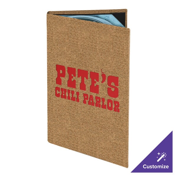 Menu Solutions WK120D Water Street Wicker 8 1/2" x 14" Customizable 2 View Menu Cover