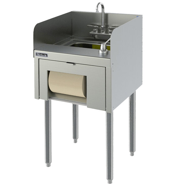 Perlick Ts18hsn 18 X 25 Stainless Steel Underbar Hand Sink With Soap Towel Dispenser