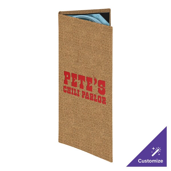 Menu Solutions WK120BA Water Street Wicker 4 1/4" x 11" Customizable 2 View Menu Cover