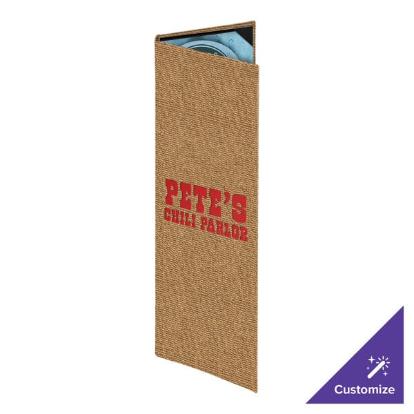 Menu Solutions WK120BD Water Street Wicker 4 1/4" x 14" Customizable 2 View Menu Cover