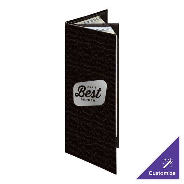 Menu Solutions 840BA Slim Line 4 1/4" x 11" Customizable Triple Panel 4 View Booklet Menu Cover
