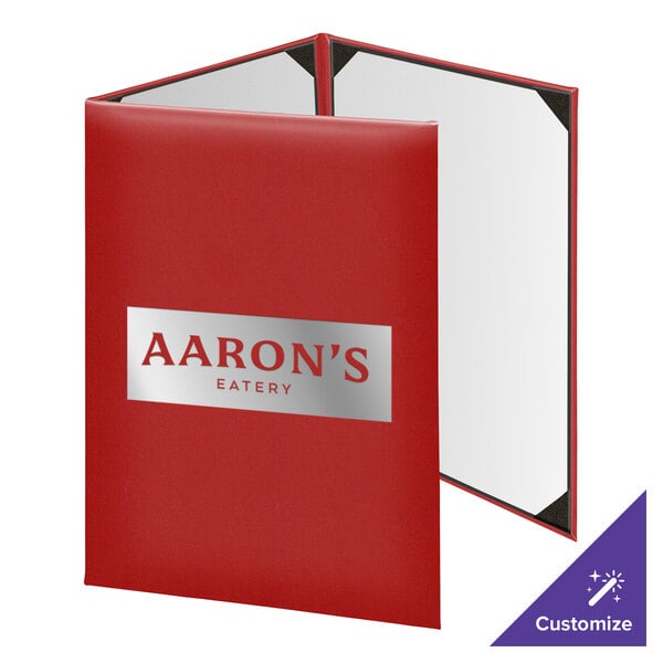 Menu Solutions K030D Kensington 8 1/2" x 14" Customizable 3 View Continuous Menu Cover