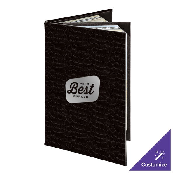 Menu Solutions 840D Slim Line 8 1/2" x 14" Customizable Triple Panel 4 View Booklet Menu Cover