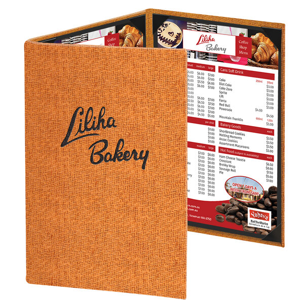 a menu with a price list