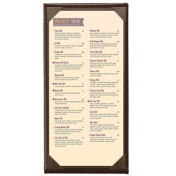 A Menu Solutions Water Street wicker menu cover with a white background.
