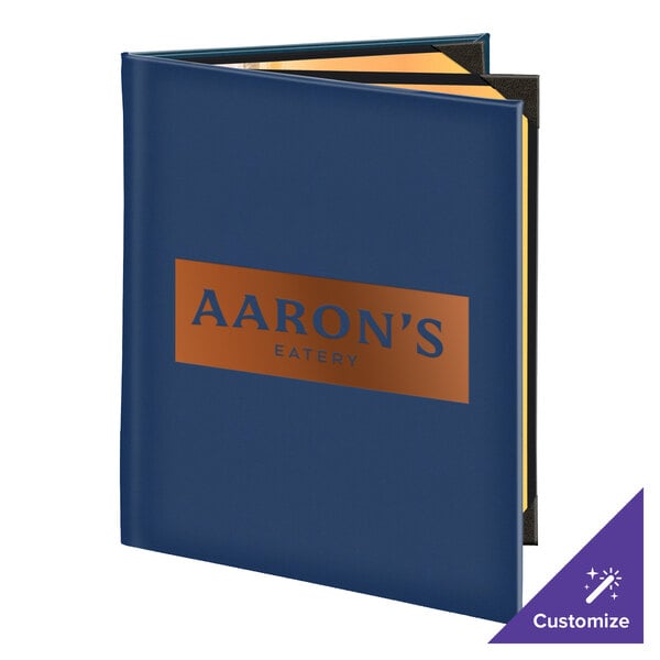 Menu Solutions K060C Kensington 8 1/2" x 11" Customizable Triple Panel 4 View Booklet Menu Cover