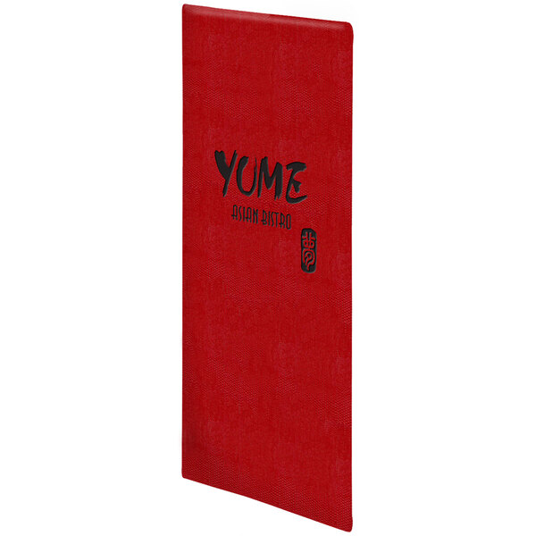 A red rectangular Menu Solutions menu cover with black text.