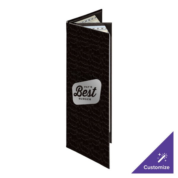 Menu Solutions 840BD Slim Line 4 1/4" x 14" Customizable Triple Panel 4 View Booklet Menu Cover