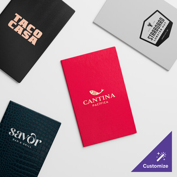 A red Menu Solutions menu with a logo on it.