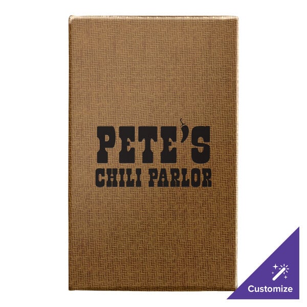 Menu Solutions WK110A Water Street Wicker 5 1/2" x 8 1/2" Customizable 1 View Menu Cover