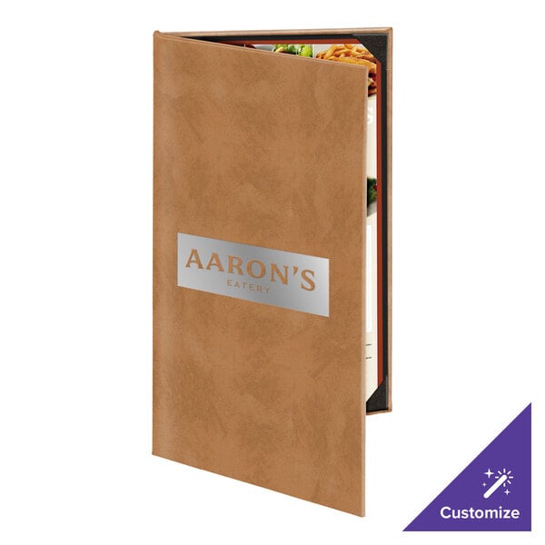 Menu Solutions K020B Kensington 5 1/2" x 11" Customizable 2 View Menu Cover