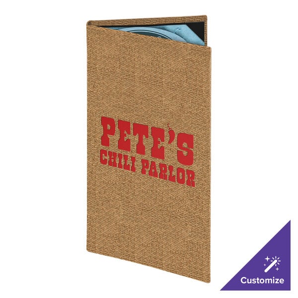 Menu Solutions WK120B Water Street Wicker 5 1/2" x 11" Customizable 2 View Menu Cover