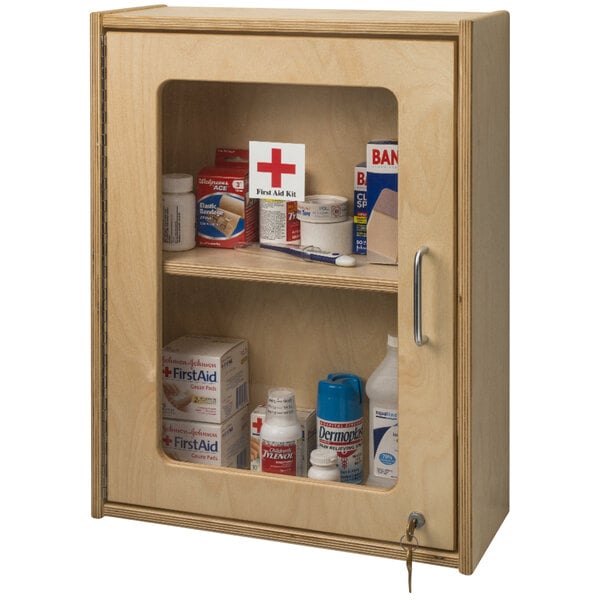 Wood First Aid Medicine Wall Cabinet
