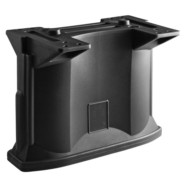 A black rectangular object with holes on a white background.