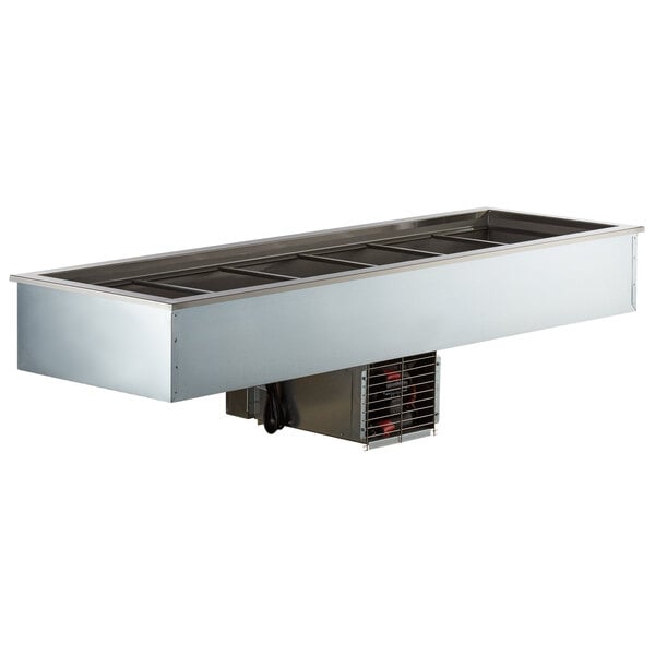 A Delfield drop-in refrigerated cold food well with a stainless steel base.