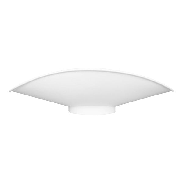 A white, shallow, square-shaped plastic scoop with curved edges and a flat base.