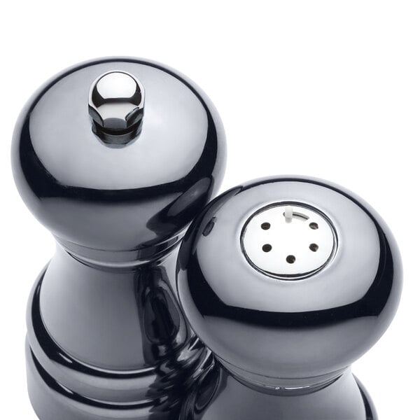 A Chef Specialties Midnight Chrome salt and pepper shaker set.