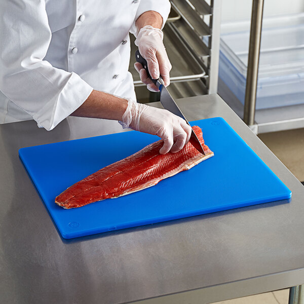 20" x 15" x 1/2" Blue Polyethylene Cutting Board