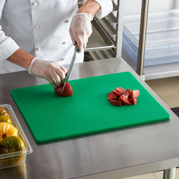 20" x 15" x 1/2" Green Polyethylene Cutting Board