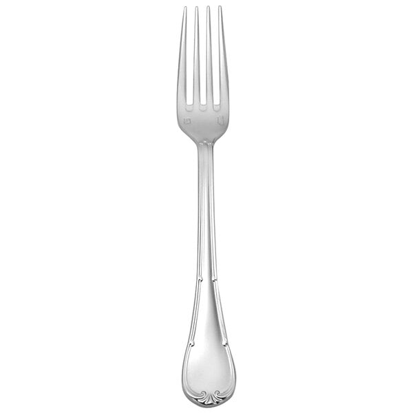 A silver Sant'Andrea Donizetti salad/dessert fork with a design on the handle.