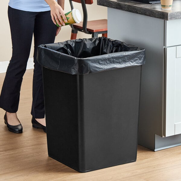 Lavex 35 Gallon Black Square Trash Can