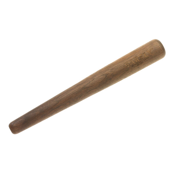 A close-up of a Barfly Deluxe Wood Muddler.