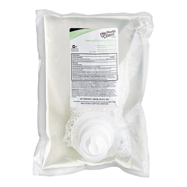 Kutol 68341 Health Guard 1000 mL E2 Sanitizing Foaming Hand Soap Bag - 6/Case