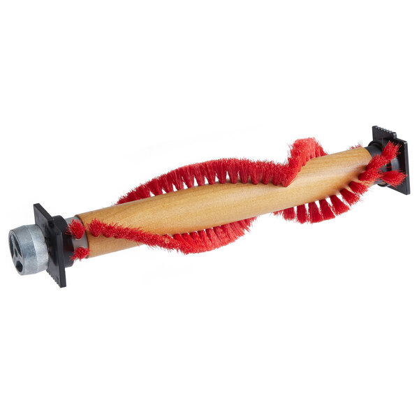 The Oreck 430000880 brushroll with red bristles on a wooden handle.