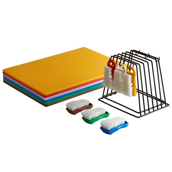 6 Board Color Coded Cutting Board Set With Rack And Brushes 15