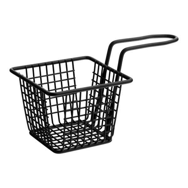 Acopa 4" x 4" x 3" Black Square Mini Fry Basket
