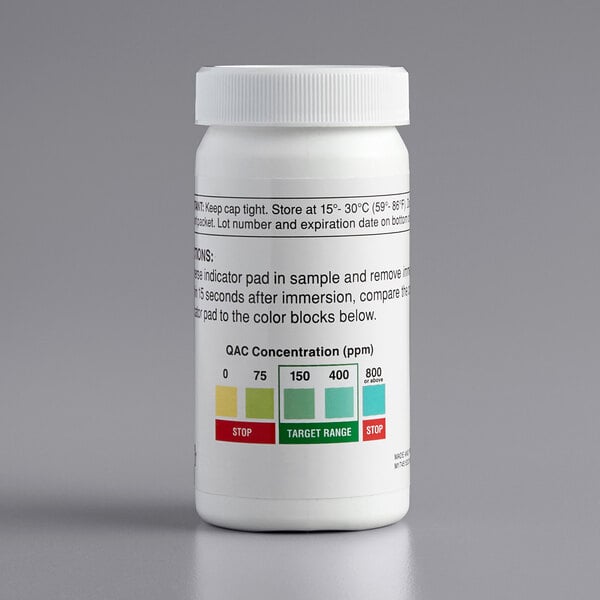 A white rectangular container labeled "Serim 5152Q Quaternary Test Strips" with a black border.