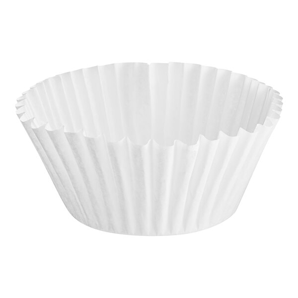 A close up of a white paper coffee filter.