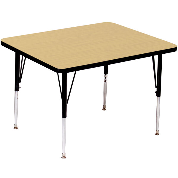 A Correll rectangular activity table with adjustable legs and a fusion maple top.