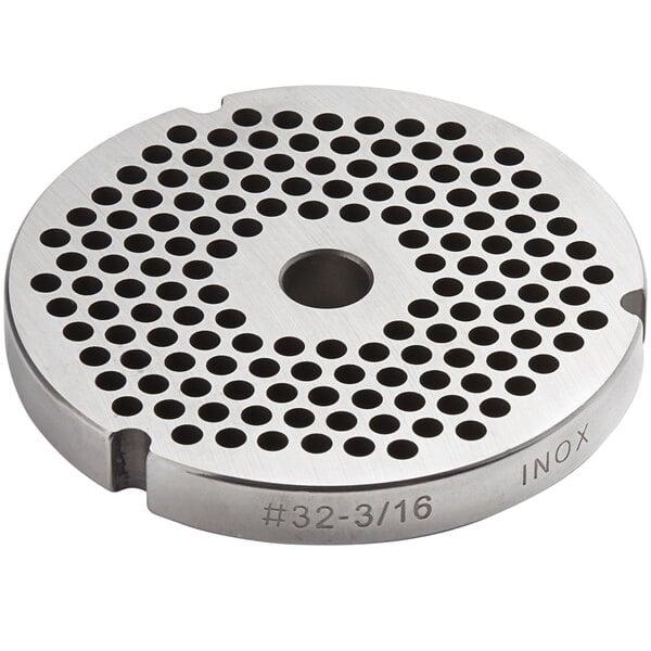 a circular metal object with holes