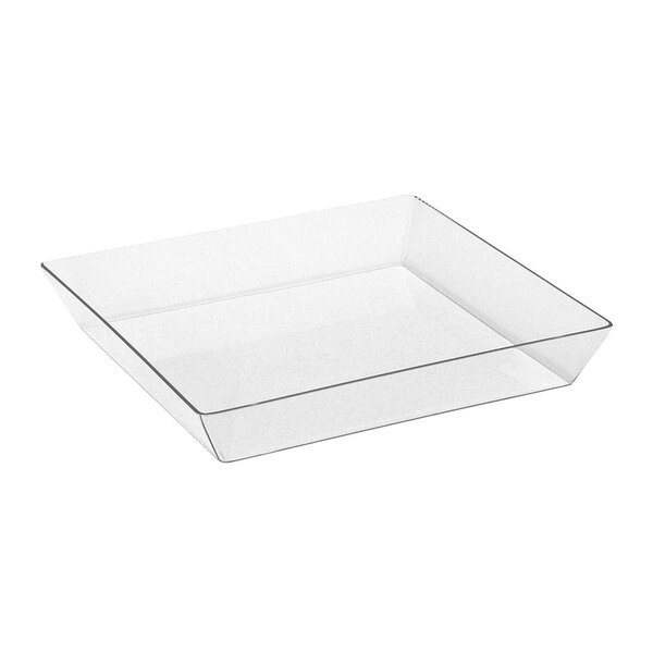 A clear rectangular basket liner.