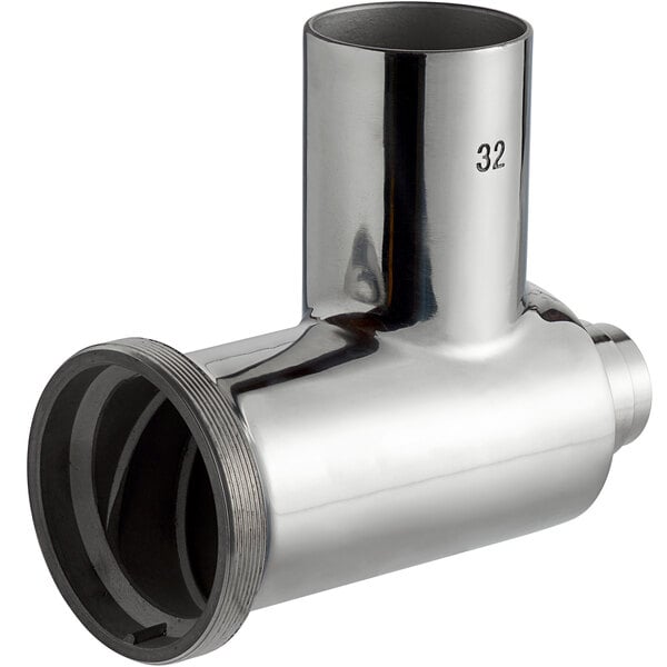 a silver pipe with nozzle