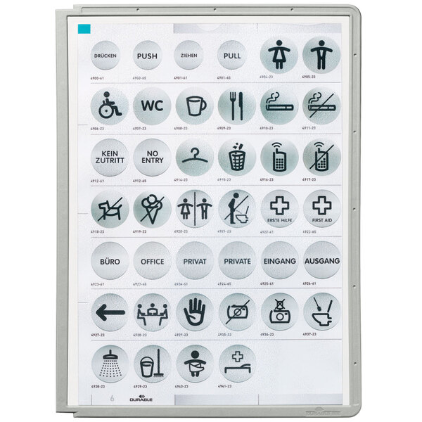 Durable gray letter sized panels with black symbols for SHERPA and VARIO reference systems.