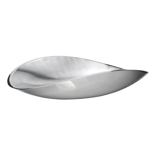 a white bowl with a silver handle