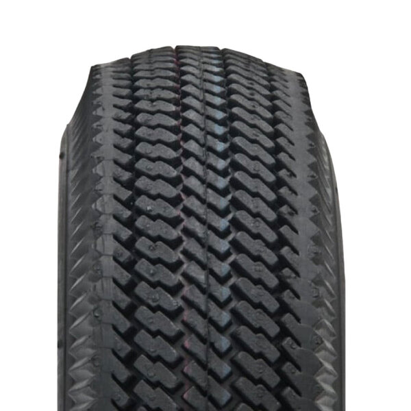 A close-up of a pneumatic tire for a Magliner hand truck.