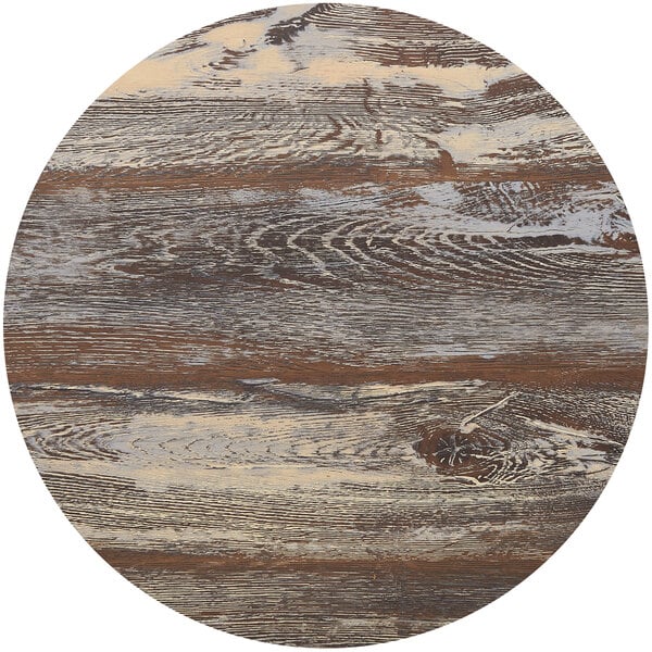 a circular wood surface with a white background